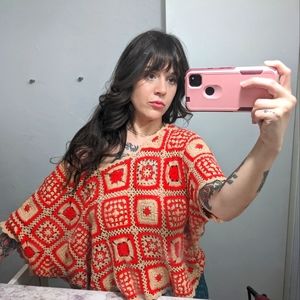 Knit Crotchet Sweater Top Soo unique! SzS/M